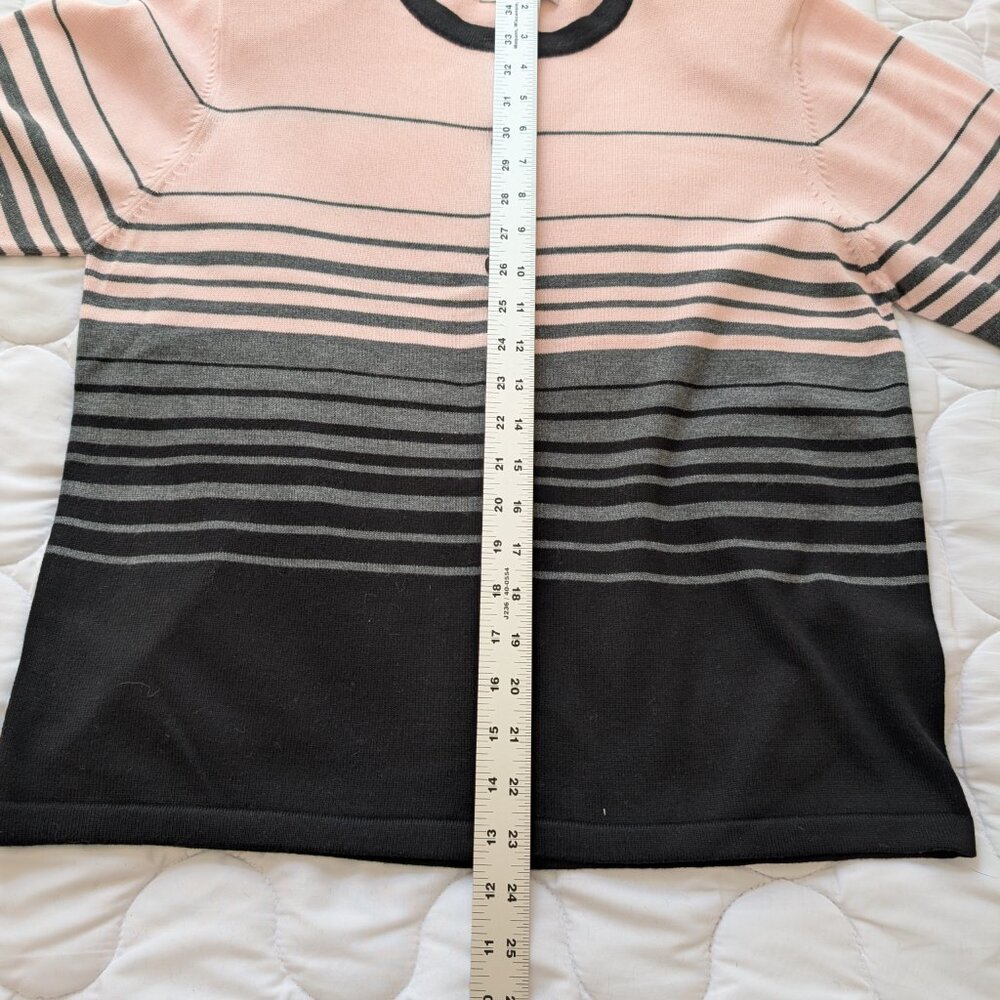 Dress Barn pink gray black striped lightweight cardigan Small EUC - Picture 7 of 9